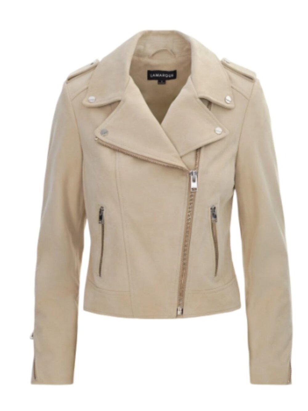 Lamarque DONNA Iconic Biker Jacket in Beige Leather